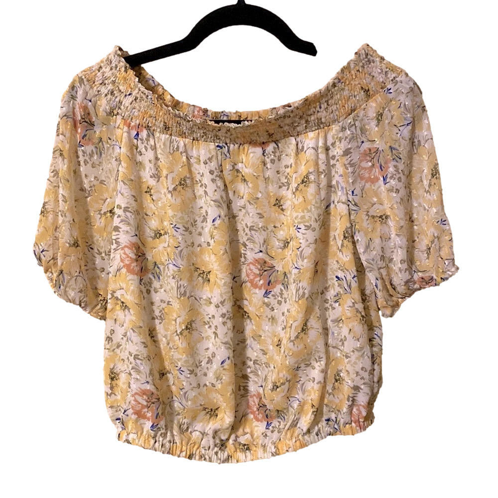 Joie Size Small Ruched Shoulder Sweet Yellow Top